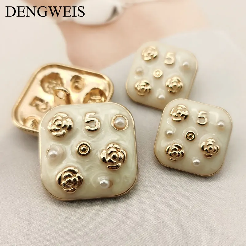 6 Stück quadratische Metallknöpfe für Kleidung, Damen, Mantelknopf, hochwertige Luxus-DIY-handgefertigte Accessoires, dekorative Designer-Knöpfe – Detail 5