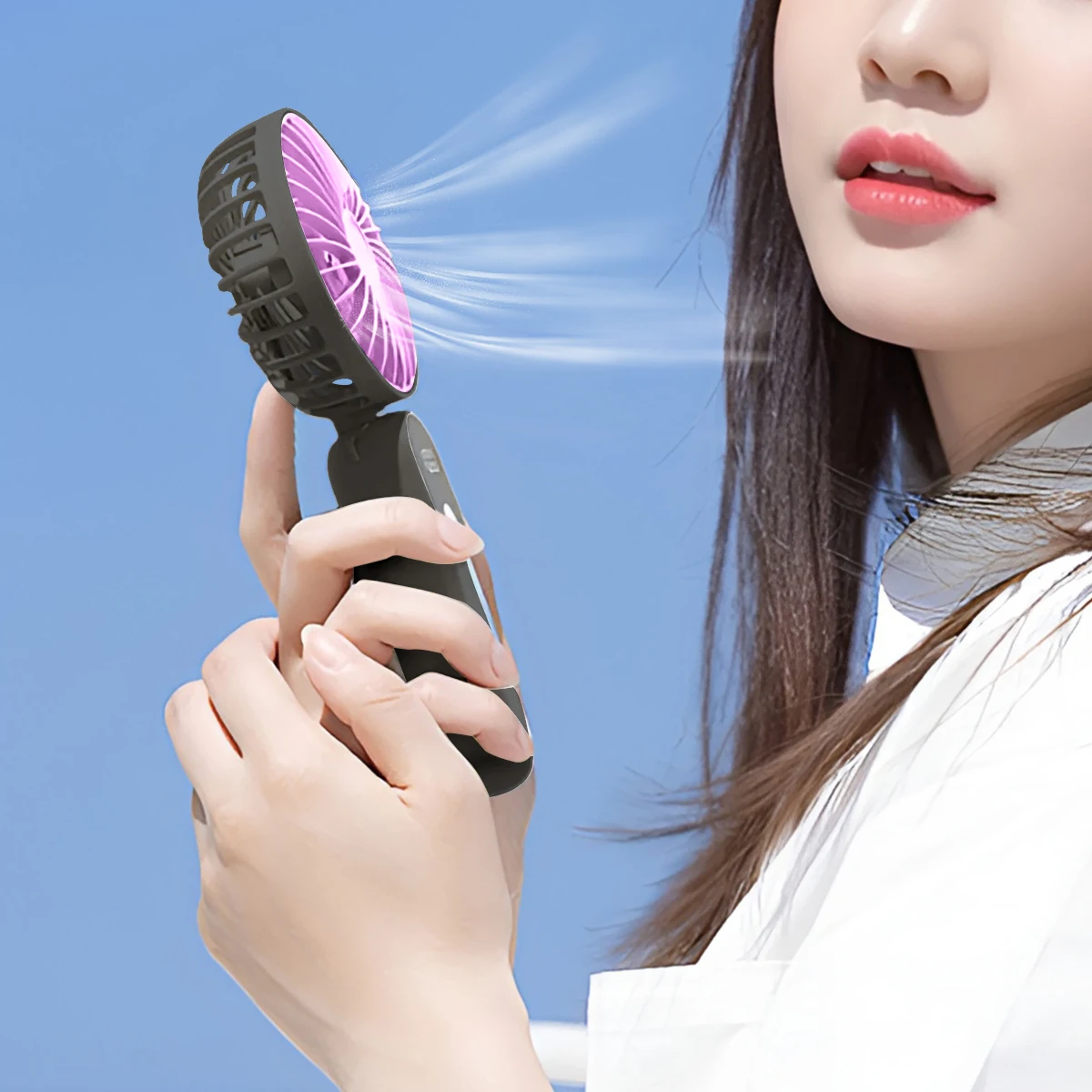 Portable Handheld Fan, Battery Operated Fan with Base, Rechargeable Mini Fan for Outdoor Indoor for Summer and For Outdoor