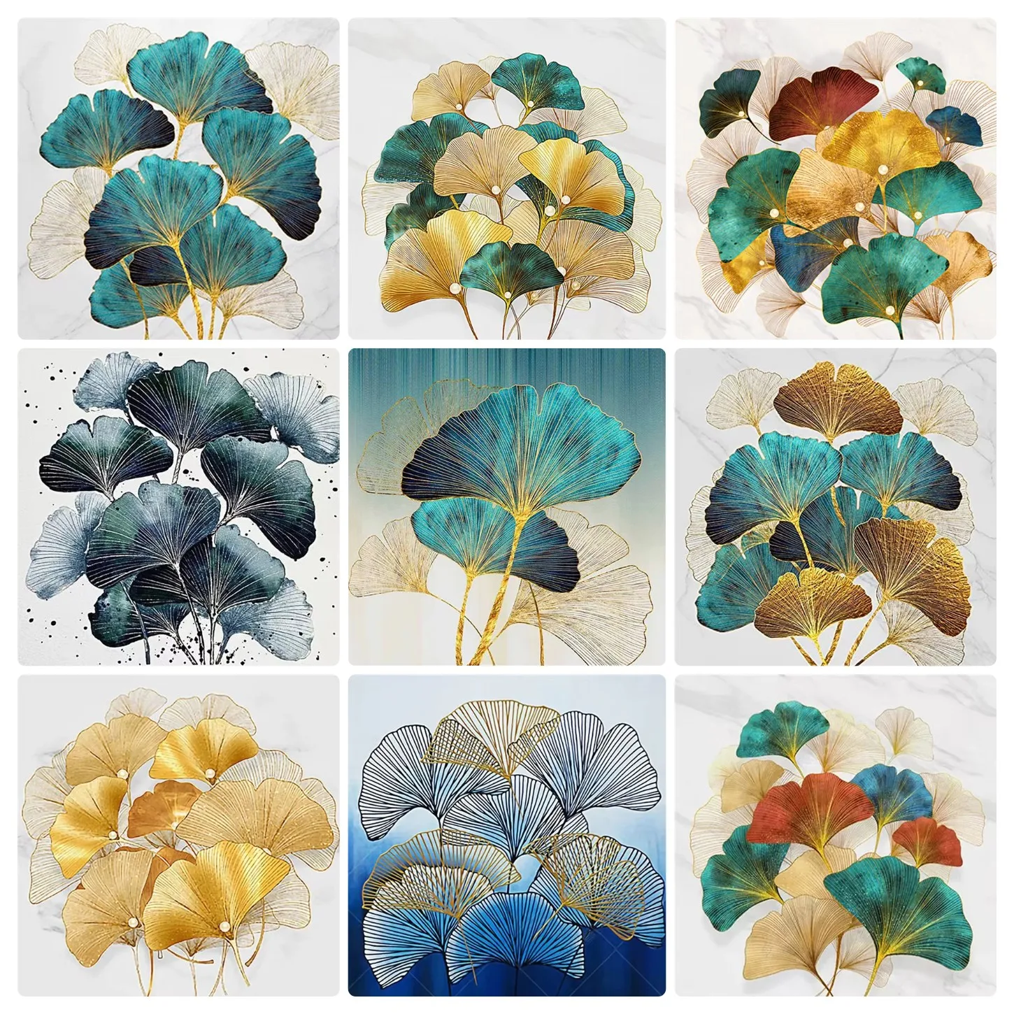 Malen nach Zahlen, Ginkgo-Biloba-Blatt-Malerei, Ölbild, Zeichnen nach Zahlen, handgemalt, Heimdekoration, ungerahmt