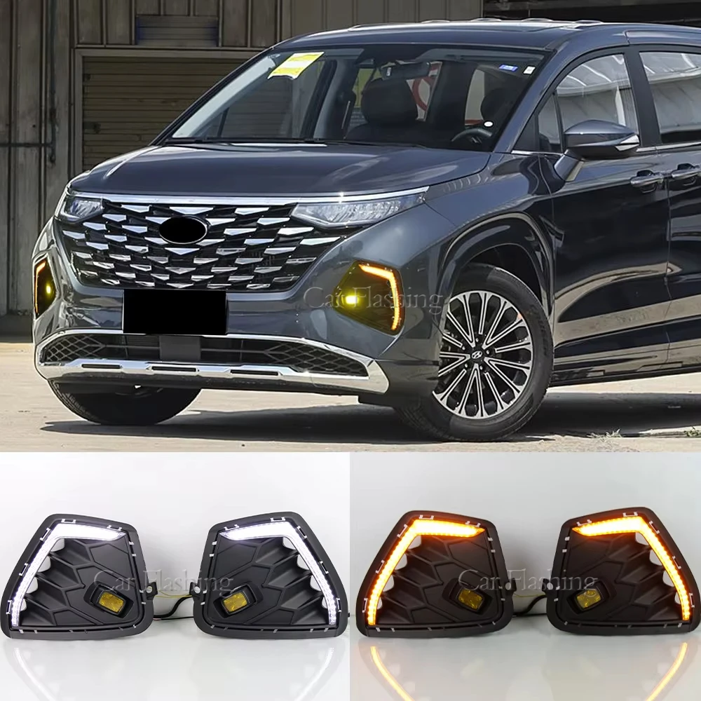 

Автомобильные светодиодные дневные ходовые огни для Hyundai Custo 2021 2022 2023 2024 DRL с указателем поворота, противотуманные фары, дневные фары
