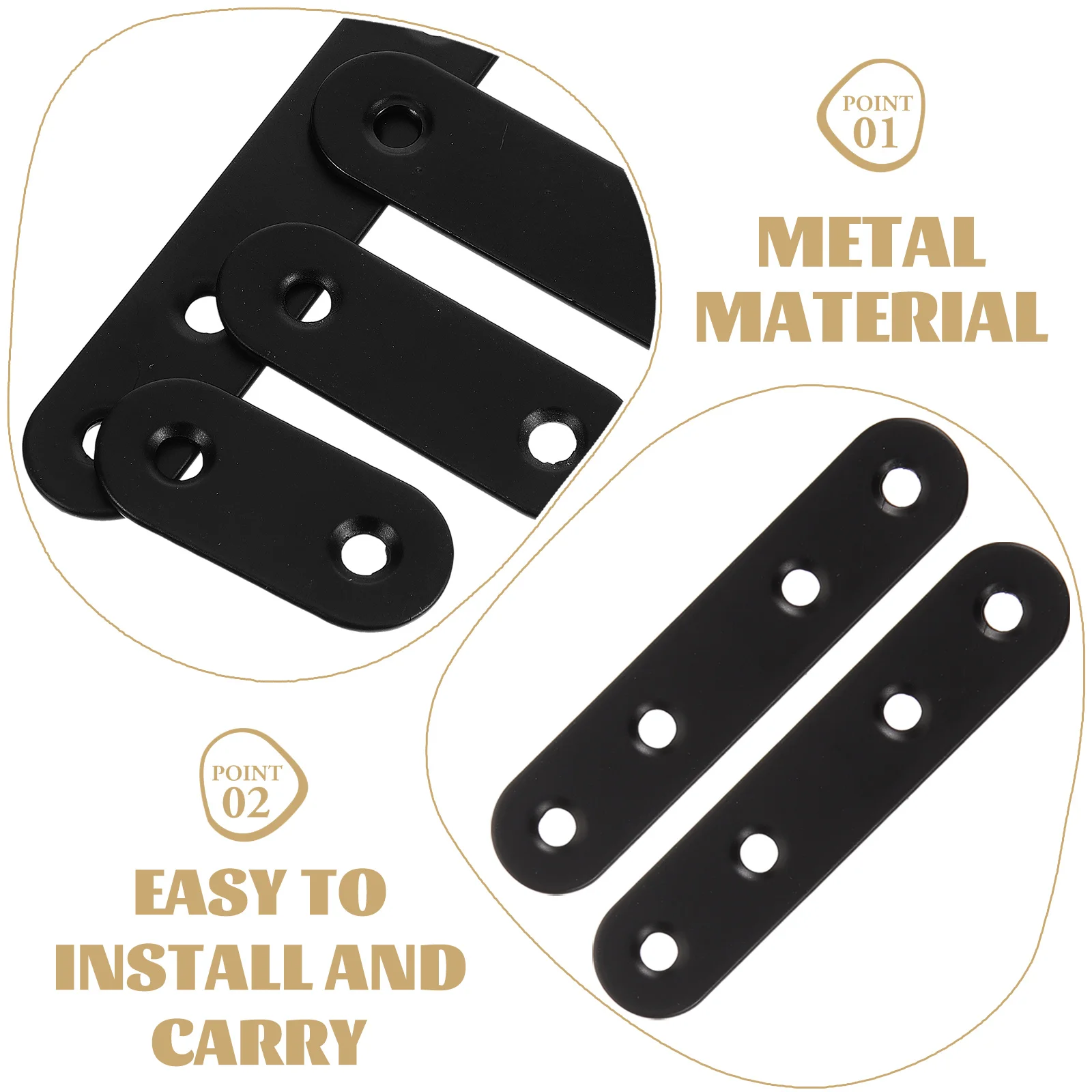 

24pcs Flat Plate Brackets Metal Corner Braces Straight Bracket For Wood Cabinet Shelves Bracing Hardware Support Fixing Plates
