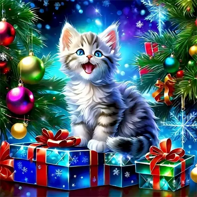 

GATYZTORY 5D Diamond Mosaic Snowman DIY Full Square Round Cat Diamond Painting Winter Landscape New Arrival Christmas Gifts