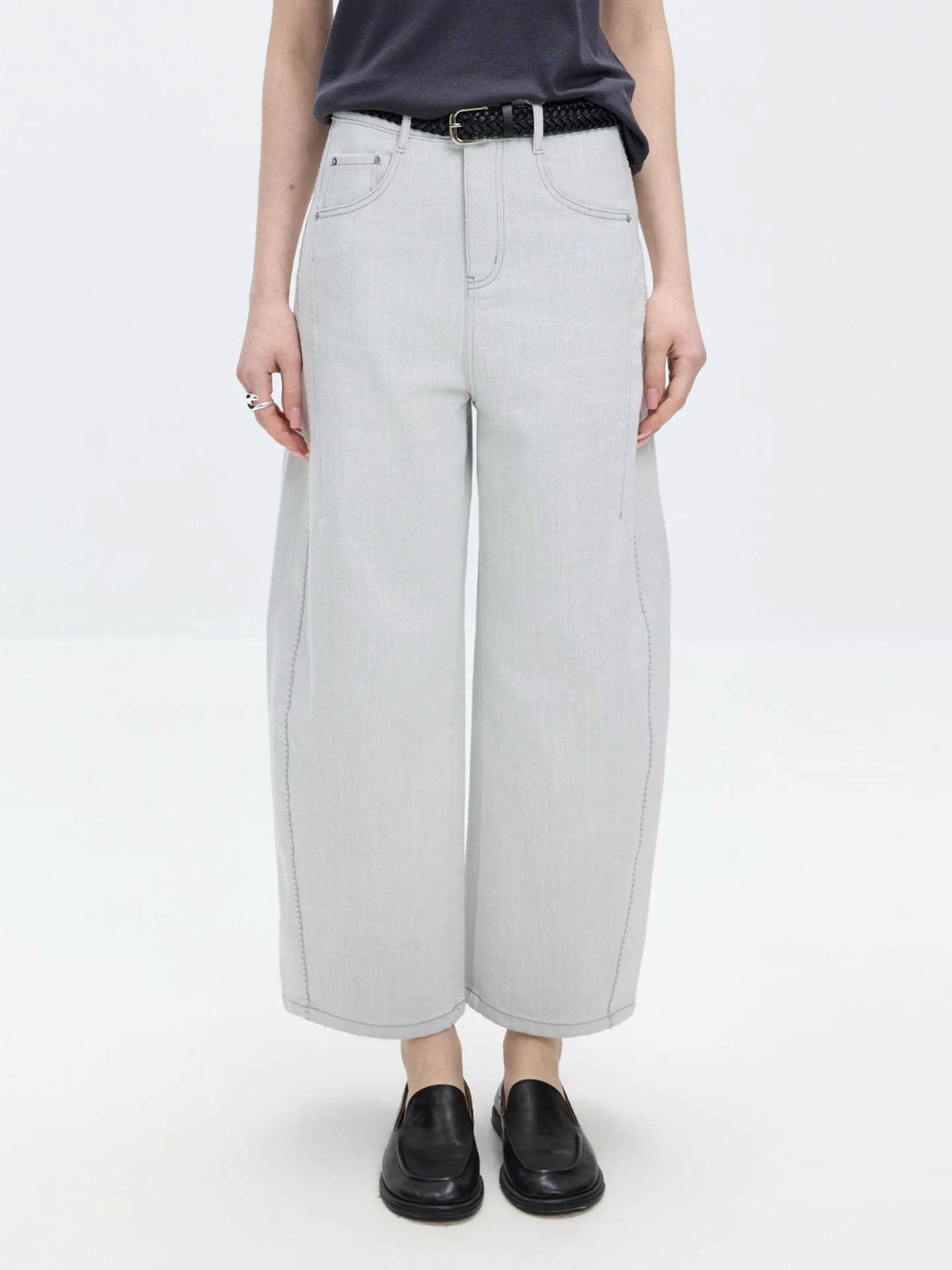 

High Waist Straight Leg White Jeans Women's New 2026 Slimming Wide Leg Nine-Tenths Casual Jeans Cotton High Comfort Level