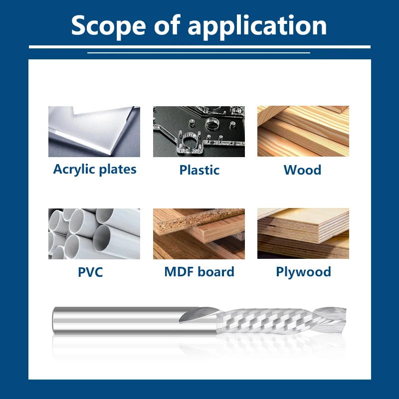 XCAN UP & DOWN Cut Router Bit One Flutes Spiral Carbide End Mill Tool Cutters for Wood Compression Milling Cutter 