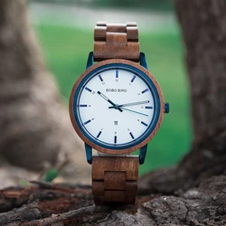 BOBO BIRD reloj de madera de cuarzo para hombre y mujer, cronógrafo de pulsera, sencillo, personalizado, OEM, envío directo