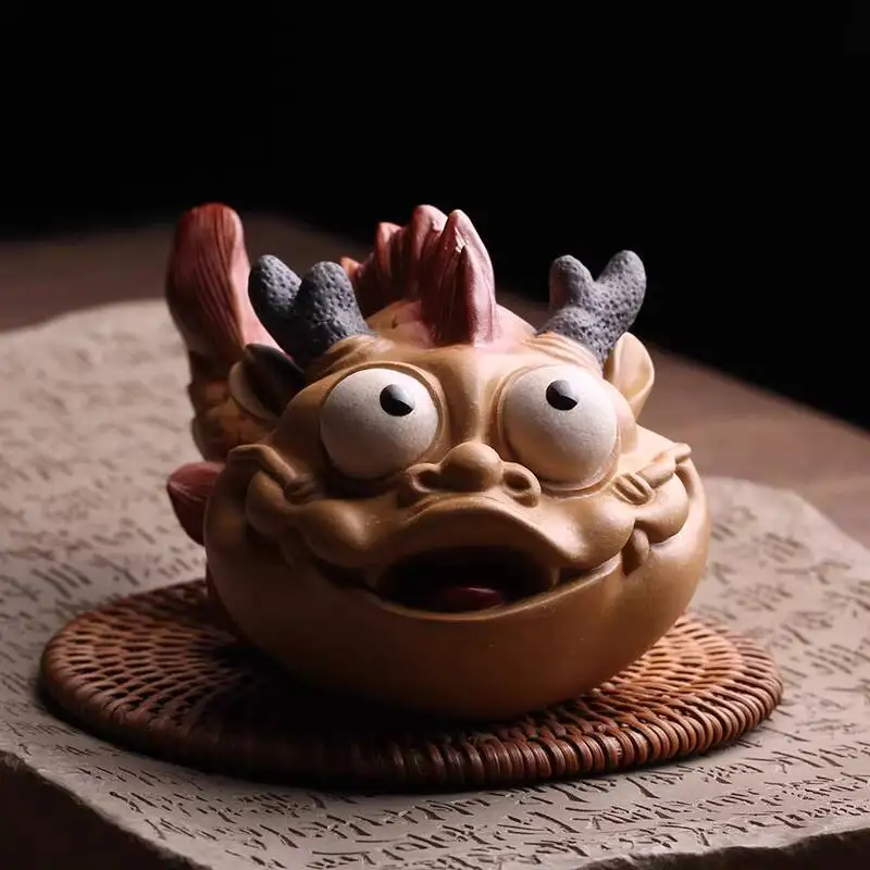 Yixing Purple Clay Pet Ornament, Fish Turning Into Dragon, Good Luck And Prosperity, Masterfully Handcrafted, Creative Toy,