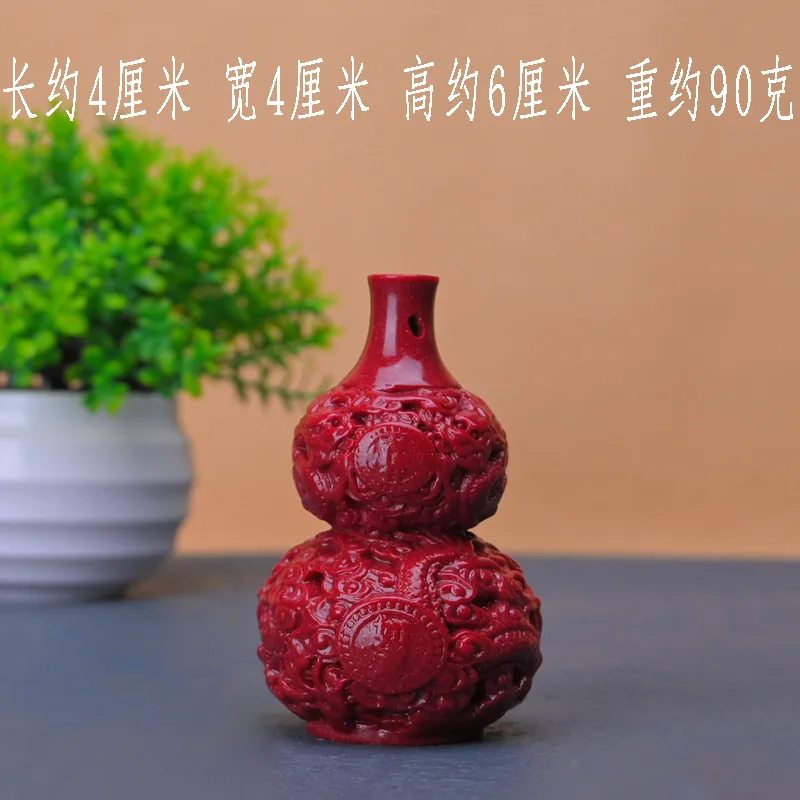 Cinnabar Purple Gold Sand Panlong Gourd Ornament Hand Handle Home Office Desktop Living Room Decoration Crafts