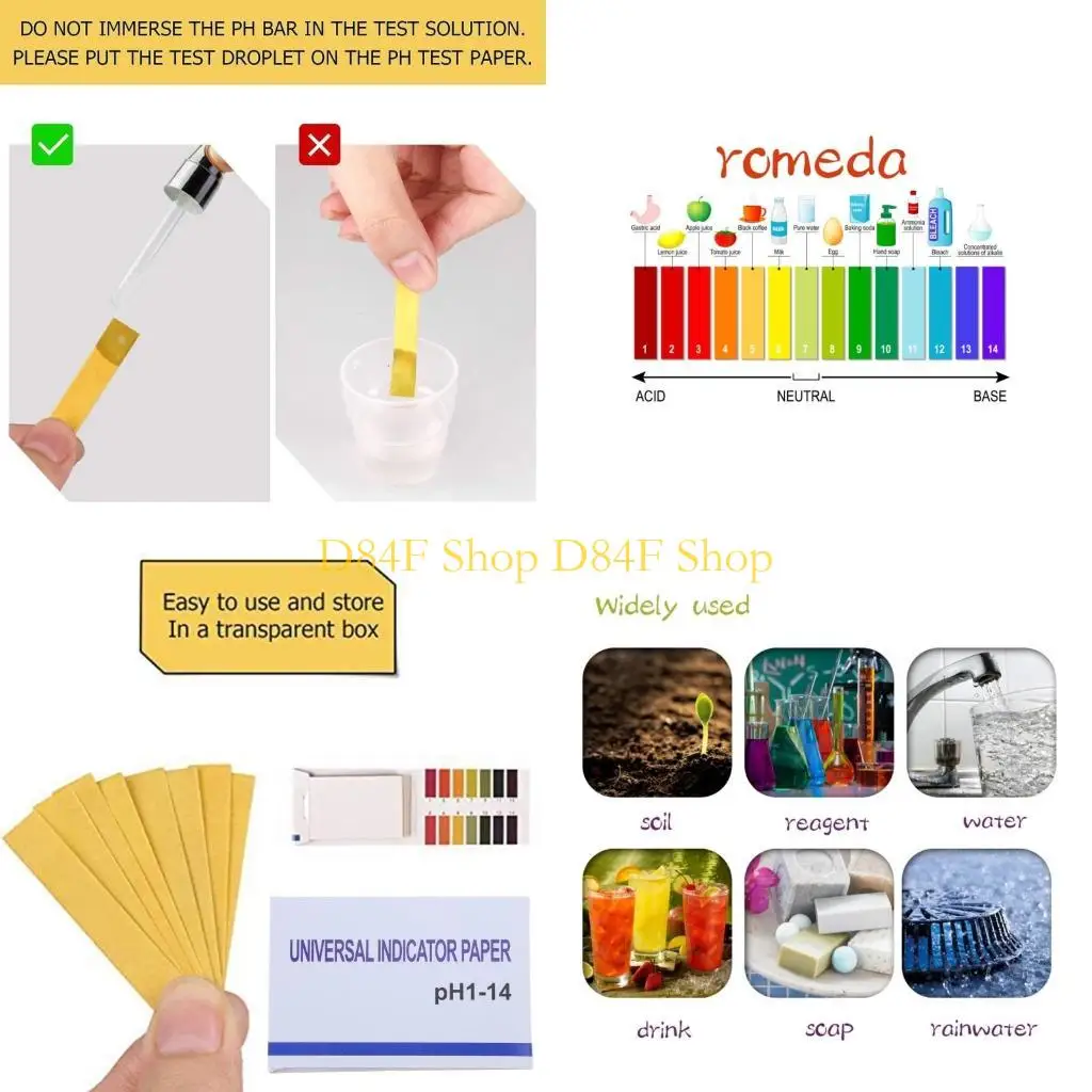 D84F Litmus Test Paper for Water Soil Testing Alkaline Acid Testing Tool