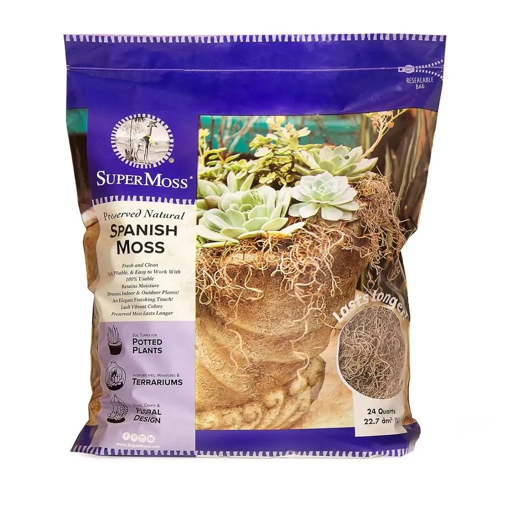 

Preserved Spanish Moss for Decorative Use, 24 qt, Natural, Ideal for Indoor/Outdoor Garden Projects