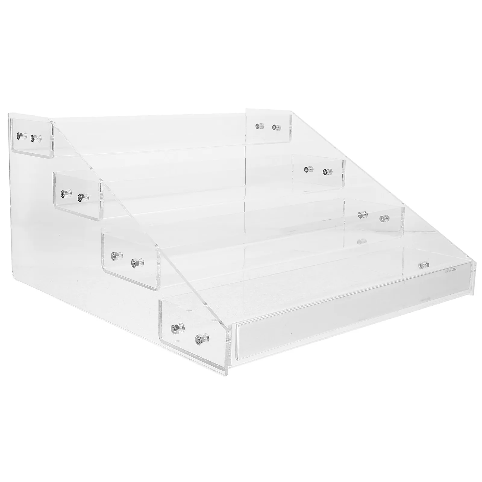 

4-ярусная витрина для розничной торговли, прочная подставка для демонстрации продуктов питания и напитков для магазина, многоуровневый органайзер для закусок и напитков, стеллаж для коллекций