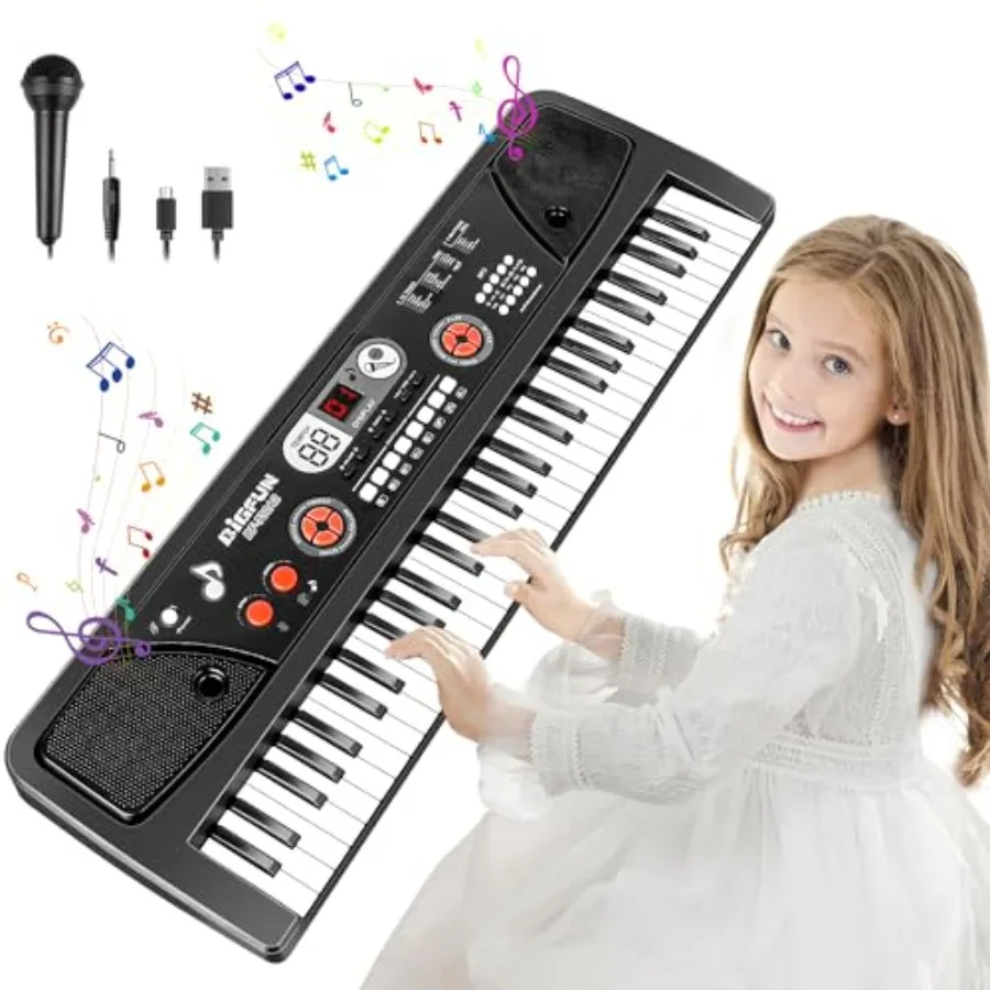 

Электронная клавиатура-пианино на 61 клавишу для детей 3-8 лет с LED-экраном и микрофоном, музыкальный инструмент-игрушка розового цвета, идеально подходит для начинающих.
