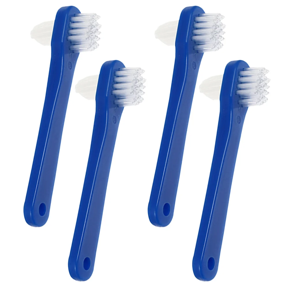 4 Pcs Small Double Heads Denture Toothbrush Portable Travel Cleaning Brush for Dentures Teeth Ergonomic Lightweight Compact