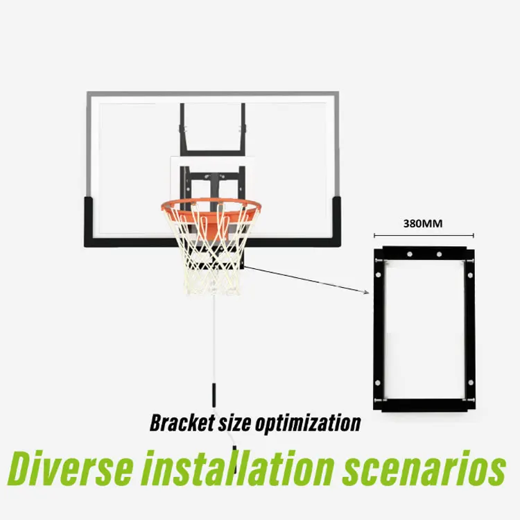Indoor Outdoor Adult Wall-hanging Basketball Rim Hoop Backboard Adjustable Height Wall Mounted Basketball System