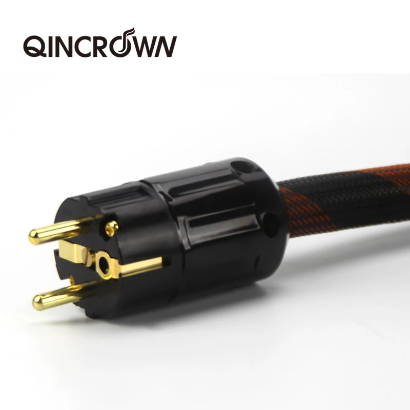 QINCROWN High Fidelity Power Cable HIFI Audio CD Amplifier US Power Cord OFC EU Plug Power Line