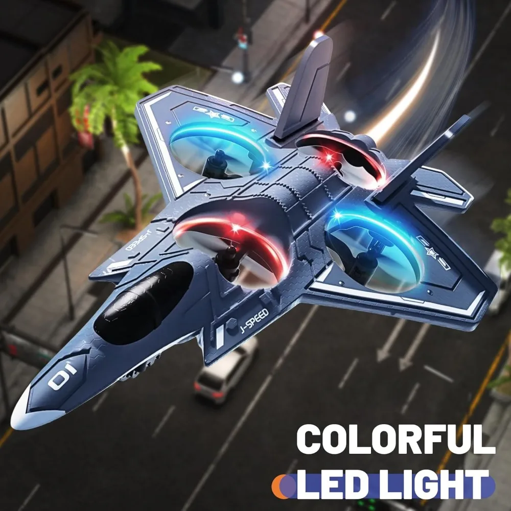 Aerei telecomandati in schiuma per 14 anni in su, RC Fighter Jet con luci a LED e chiavistelli a 360 gradi, Stunt Ready