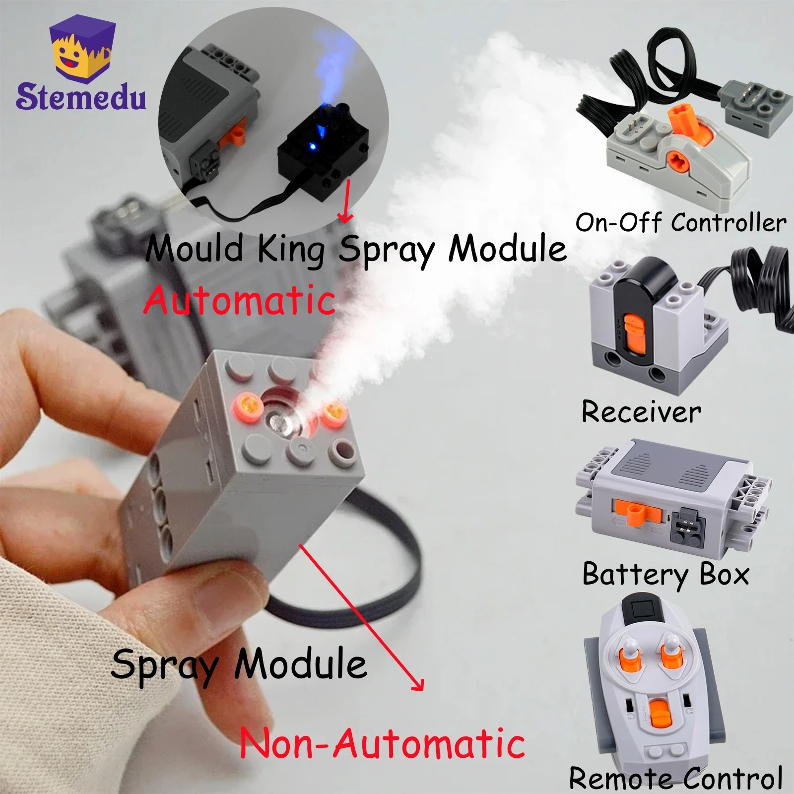 DIY Building Blocks Technical Motor Sprayer Electric Exhaust Modified Motor For High-Tech Train Car Parts Compatible with Legoed