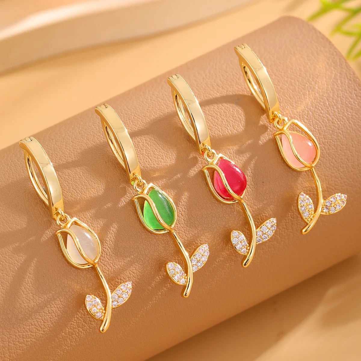 Anneaux de nombril longs en cristaux de fleurs pendantes, Piercing de nombril incurvé et Sexy pour femmes et filles, 5 Zircons, bijoux de corps, 1 pièce
