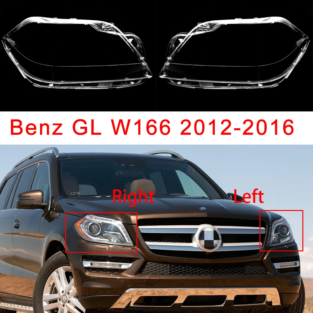 Car Headlight Cover For Mercedes Benz GL W166 2012-2016 Lampshade Replacement Lens Cover Plexiglass Headlamp Car Accessories