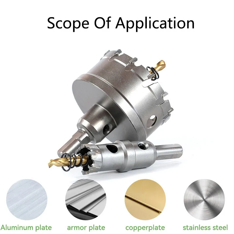 Ponta De Carboneto De Cobalto Buraco Saw Brocas, Abridor De Buraco, Ferro De Aço Inoxidável, Kit De Corte De Metal Grosso, TCT, 30-200mm