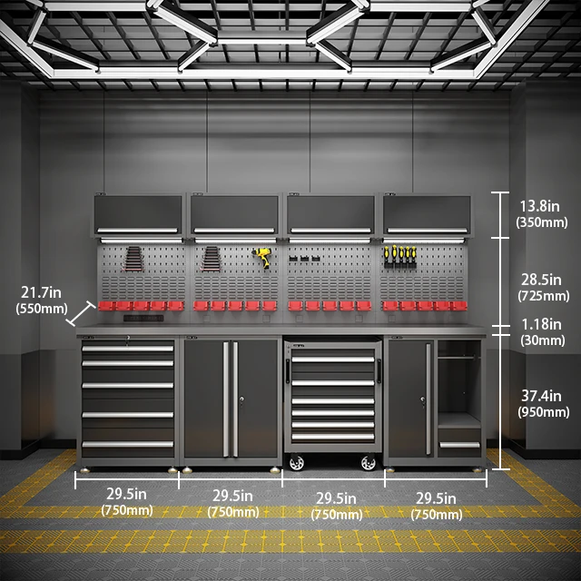 JZD Tool Storage Cabinets Heavy Duty Workbench Garage Storage Cabinet System Tool Trolley with Tools Set Box Tool Cart Trolley
