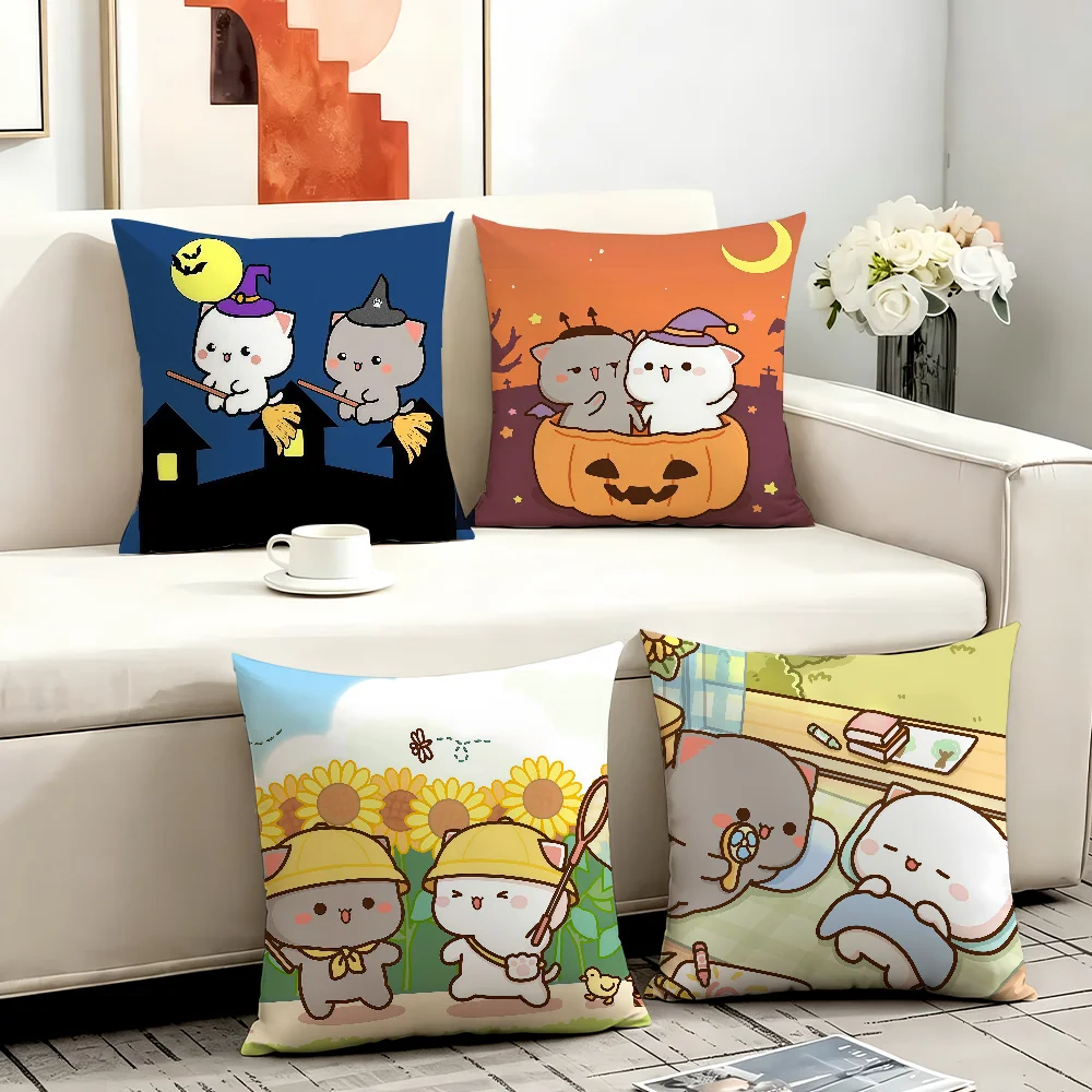 Cute Peach and Goma cushion cover Anti-dustmite Sofa Cushion Decorative Office Cover Lounge Area Indoor & Outdoor Use