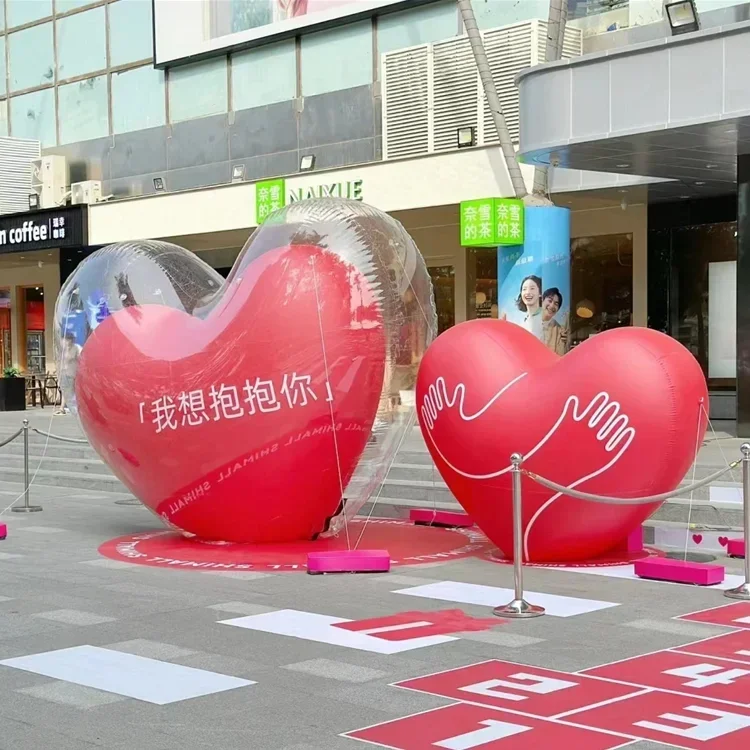 Inflatable Earth Globe Moon Printing Heart Model Oxford Cloth Huge Large Big Giant Inflatable Heart Shape Balloon For