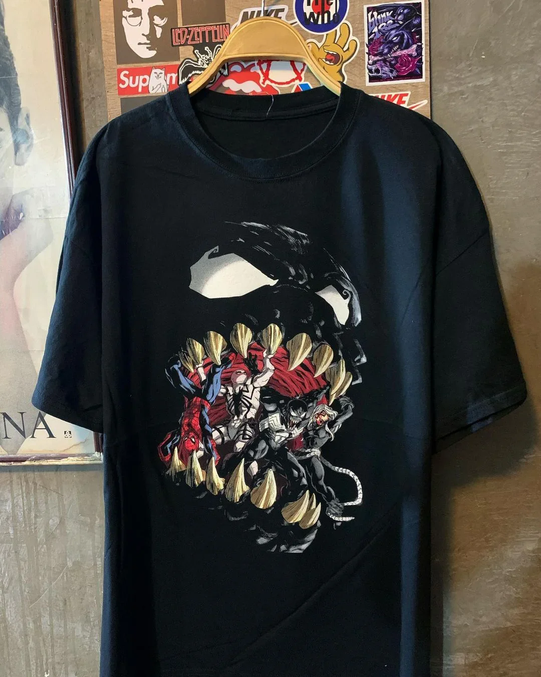 Marvel genuíno de alta qualidade homem-aranha veneno impresso camisetas masculinas e femininas soltas e confortáveis mangas curtas