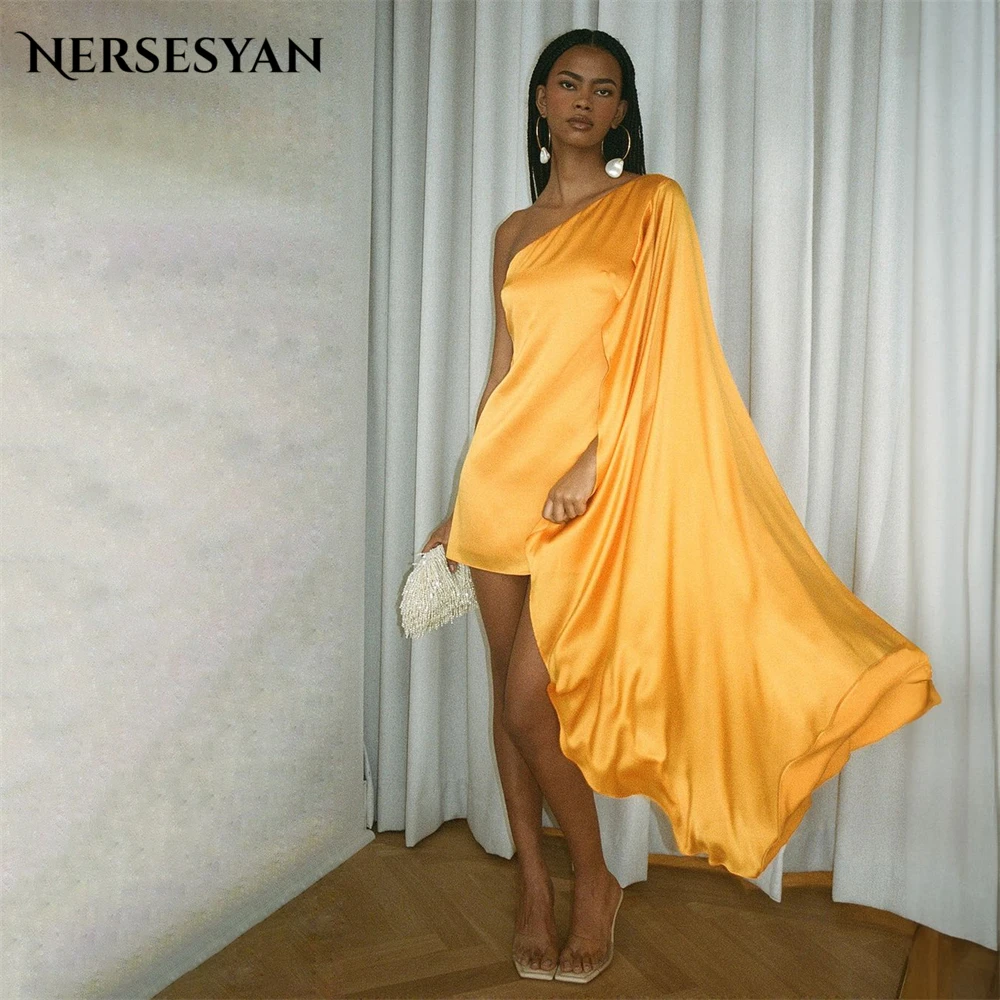 

Nersesyan Yellow Elegant Formal Evening Dresses One Shoulder Mini Pageant Prom Dress Backless Solid Clubbing Party Gowns 2024