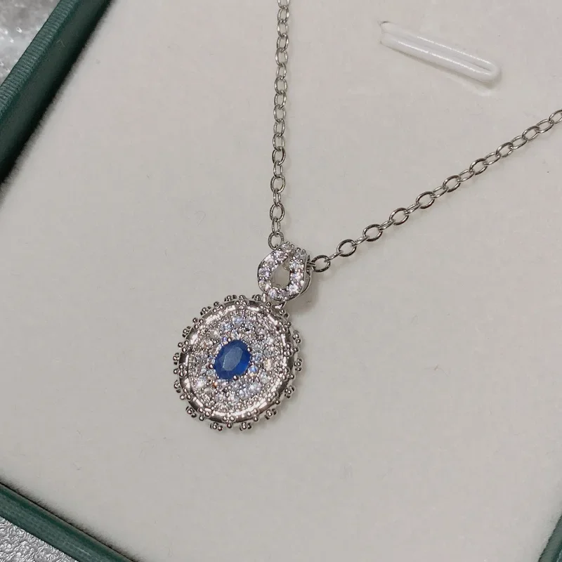 MDLFES Moiss1n الماس نمط JewelryNew الإيطالية تقليد الياقوت قلادة مطلية بالذهب micropavé مع الماس