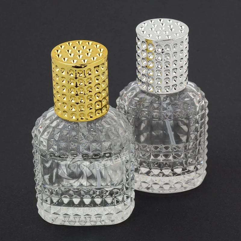 30 or 50 ml High-End Glass Perfume Bottle, Portable Sample, Cosmetics Hydrating Bottle, Gold and Silver Spray Head, Screw Seal