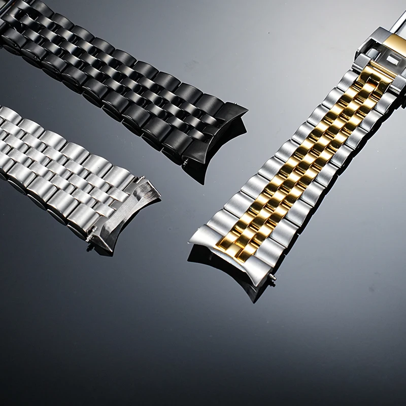 Rolamy 22mm Steel Solid Curved End Screw Links Oyster Clasp Jubilee Bracelet For Casio Duro 2784 MDV-106 MDV106G Watchband Strap