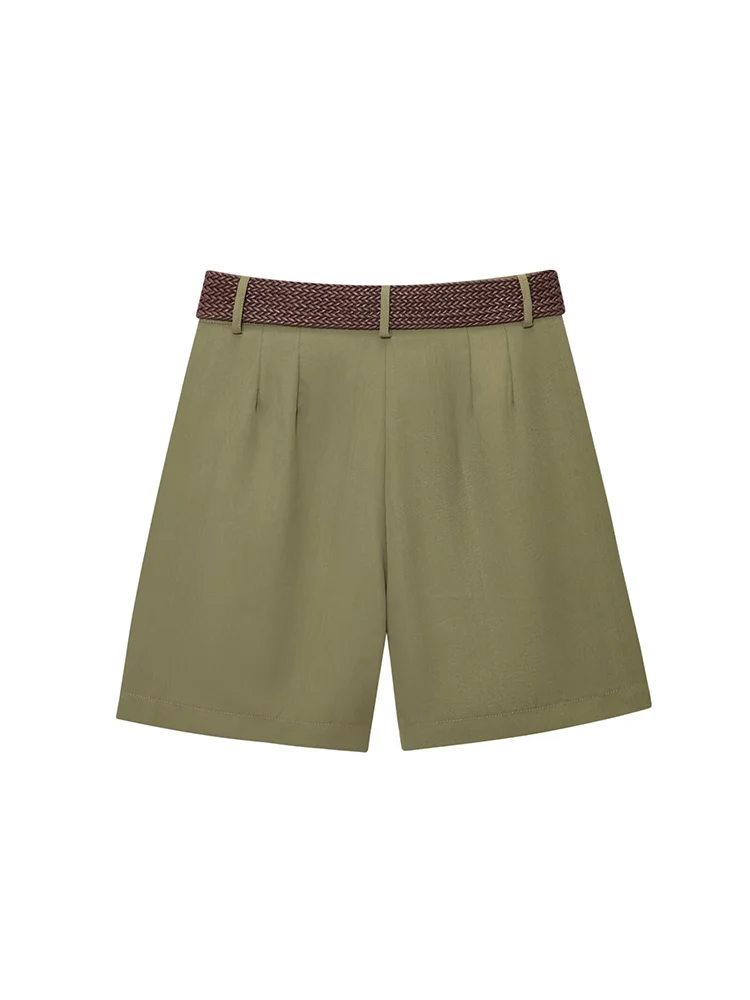 TFMLN شيك مكتب السيدات السراويل مع حزام أنيقة بسيطة مستقيم الساق السراويل الأساسية الإناث جديد الصيف واسعة الساق السراويل