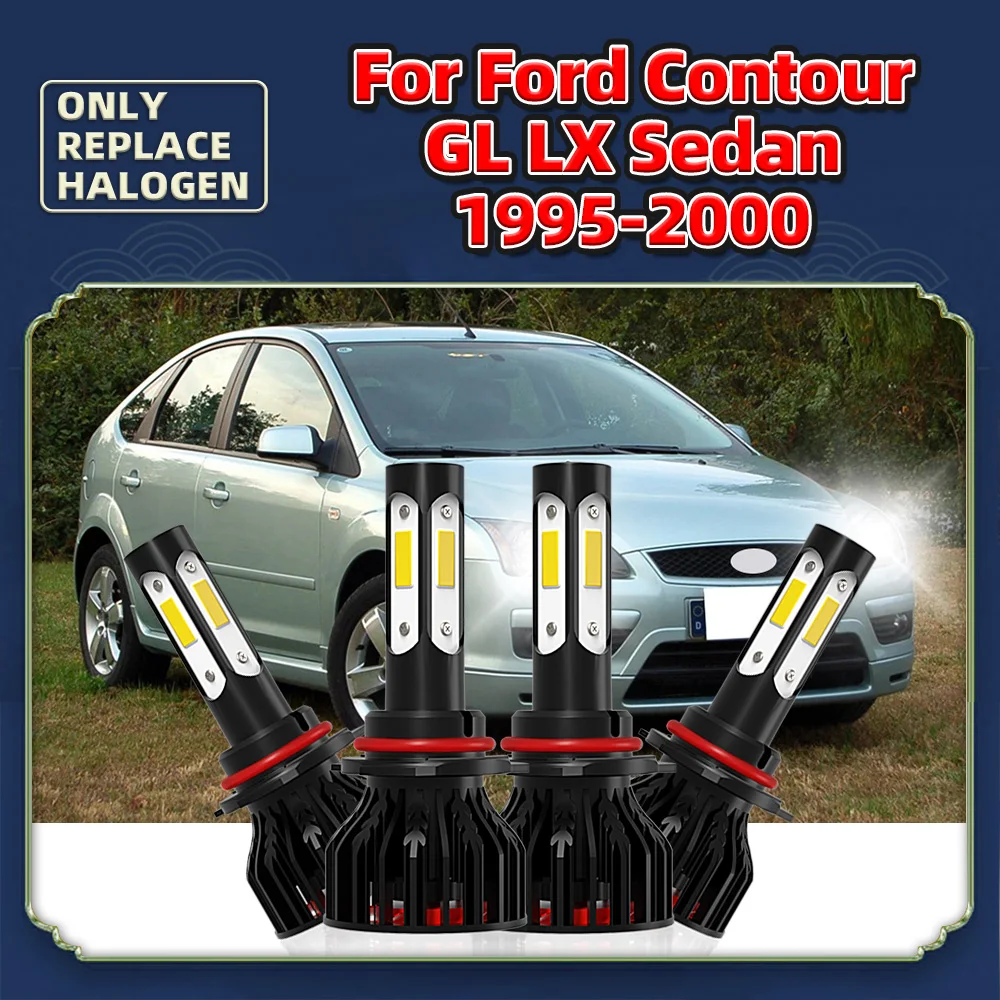 High Low Beam 90W Brighter 12000LM Car Headlights LED 360° 9005 9006 For Ford Contour GL LX Sedan 1995 1996 1997 1998 1999 2000