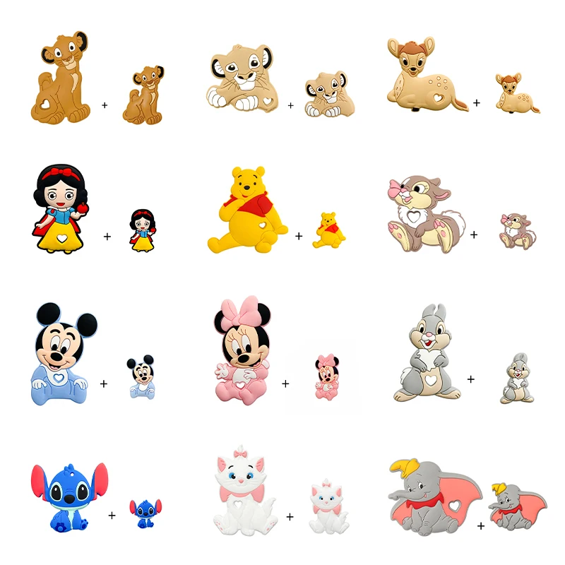 

2pc/set Cartoon Disney Silicone teething beads Food Grade Baby Pacifier Rodent Chews Tiny Rod Baby Goods Cartoon Baby Teether