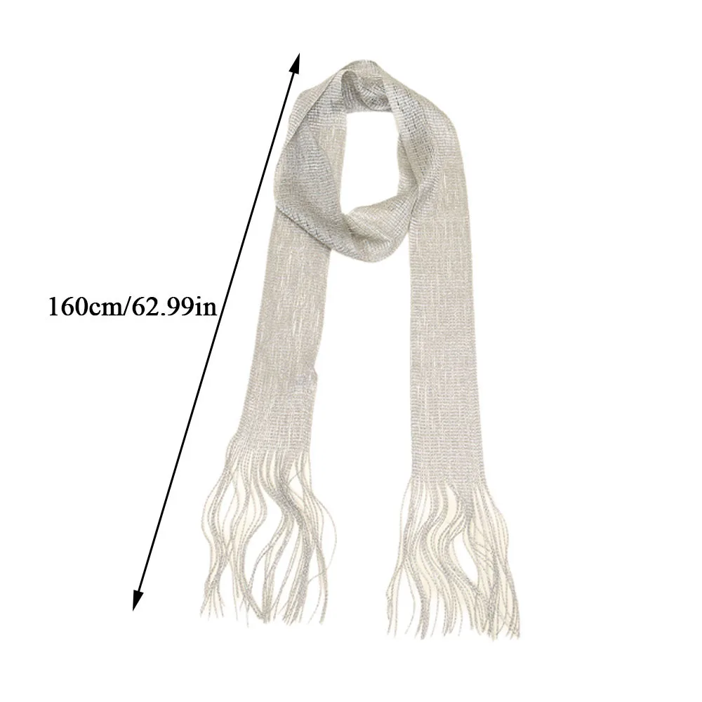 Bright Silk Sunscreen Shawl Multi-Purpose Streamer Scarf Thin Long Strip Scarves Gold Silver Tassel Party Evening Dress Scarves