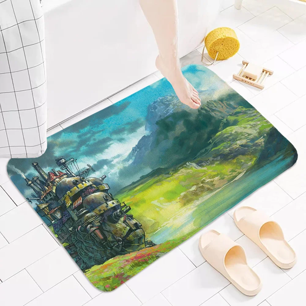 Bath Mat Rug Bathroom Foot Mat Non-slip Mat Small Floor Mats Door Mat Howl Moving Castle Entrance Carpet for Kitchen Carpets