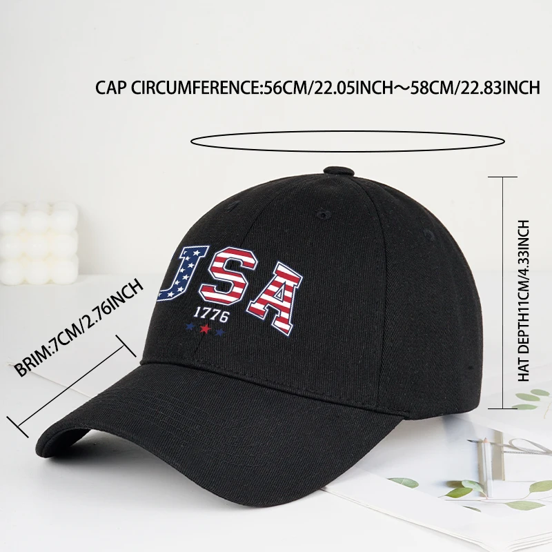 USA1776 American Flag Print Soft-Peak Baseball Cap—Independence Day Outings, Everyday Streetwear, Casual Unisex Dad Cap