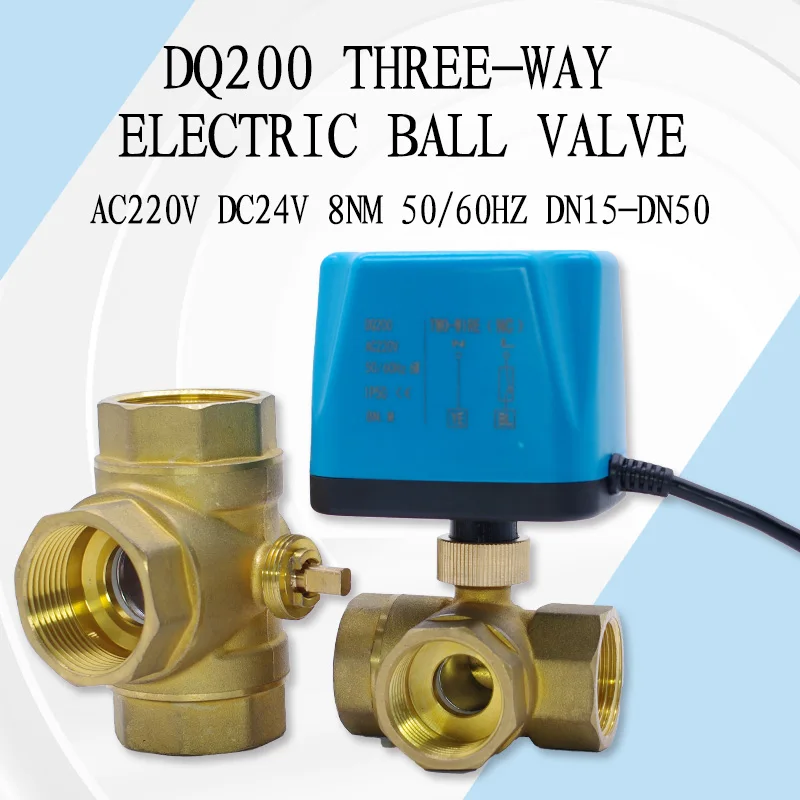 

Electric three-way ball valve three-wire two-control waterproof and moisture-proof brass large torque valve Solar wire water val