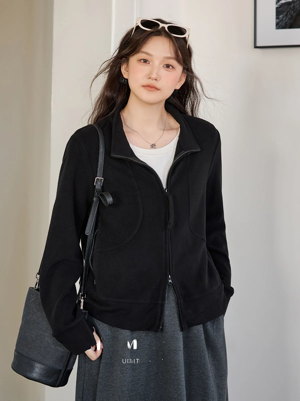 

Heating Tech Elastic Slimming Large Size Women's Sweatirt Jaet oulder-Length Zipper Closure Casual Autumn Outerwear