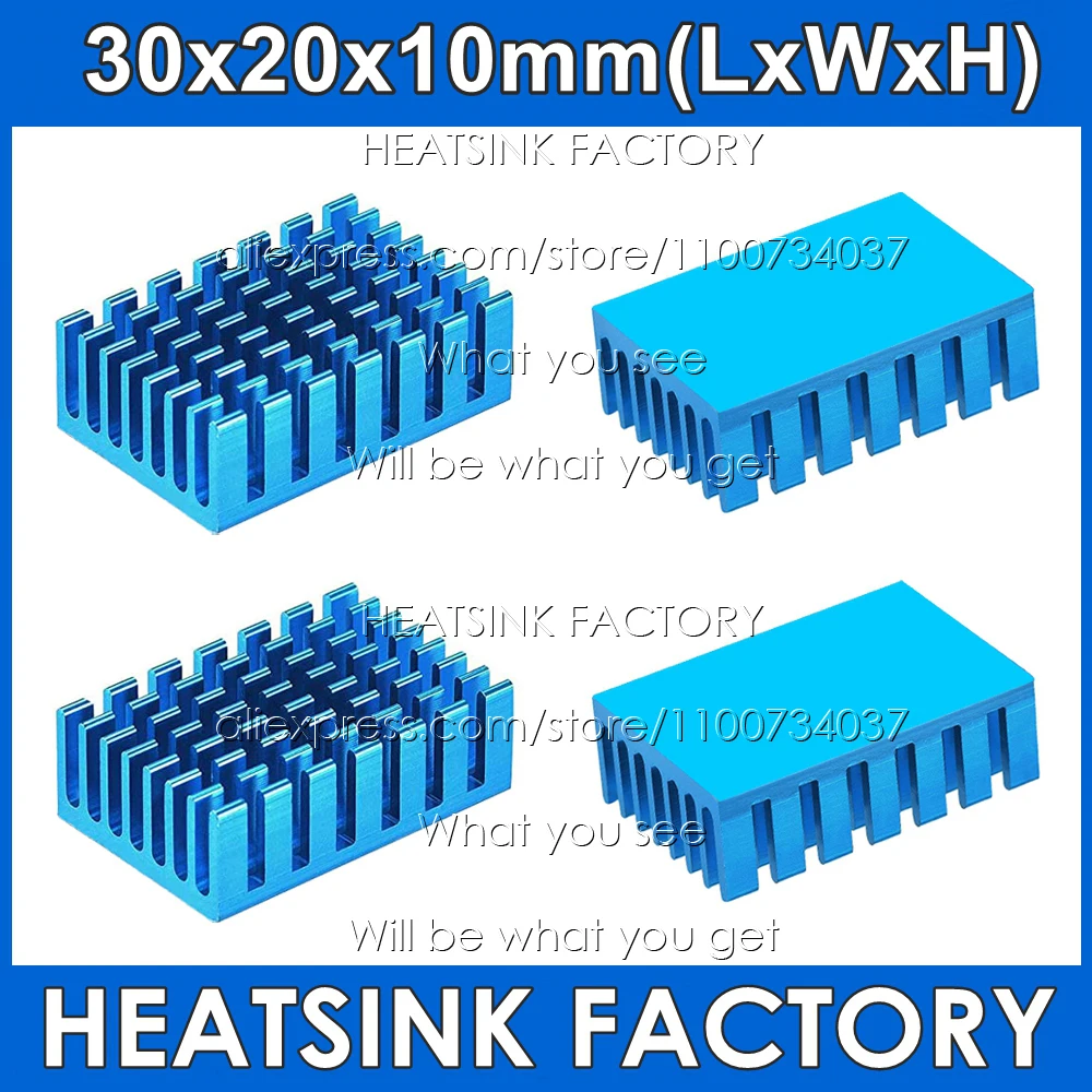 

High Quality 2pcs Blue 30*20*10mm Aluminum Heatsink Heat Sink Radiator For Electronic Chip Cooling
