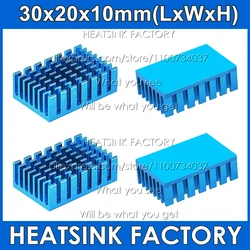 High Quality 2pcs Blue 30*20*10mm Aluminum Heatsink Heat Sink Radiator For Electronic Chip Cooling