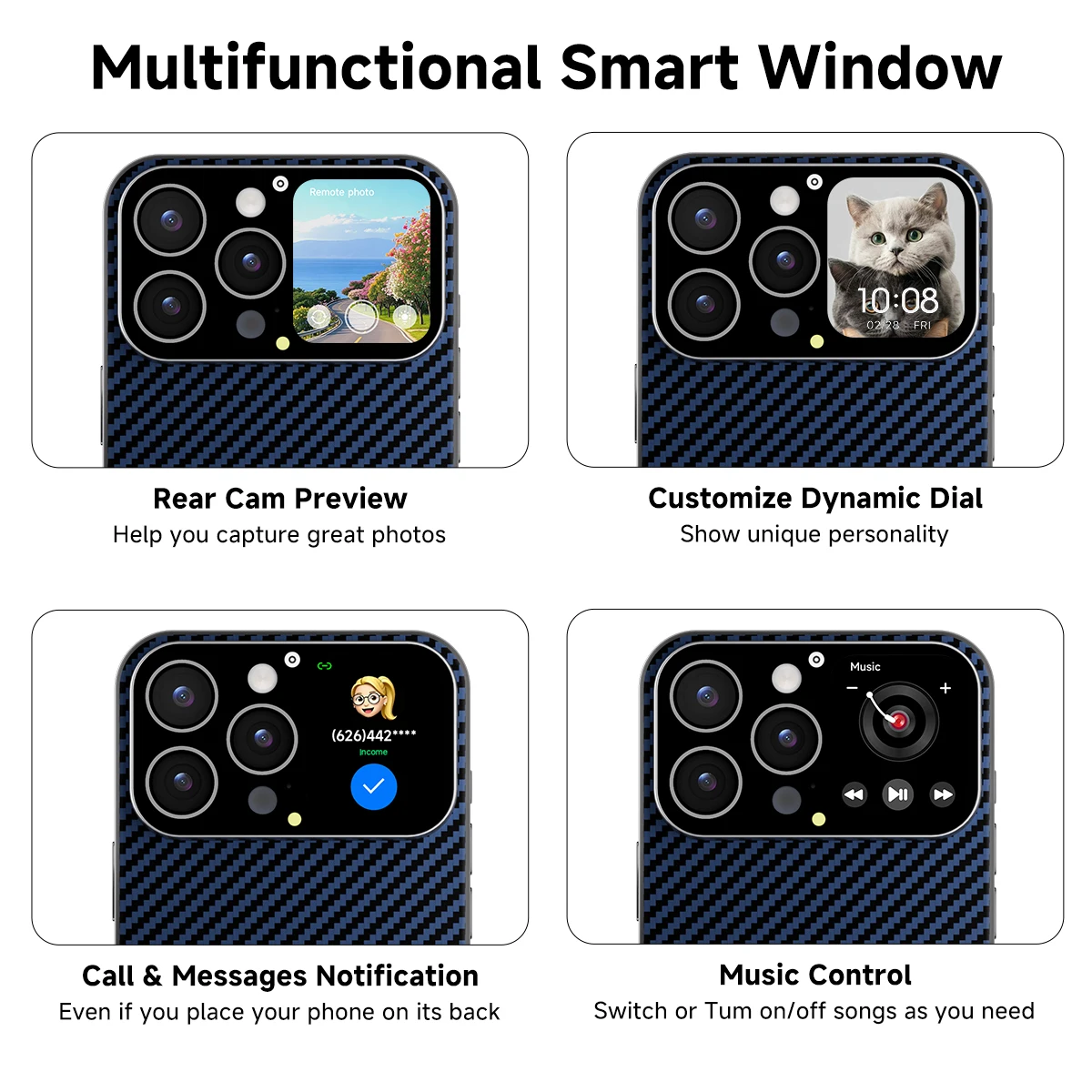 حافظة هاتف ذكي جديدة مع شاشة نافذة مقاس 1.83 بوصة، معاينة لصور السيلفي، رسالة خلفية مخصصة للصور/الفيديو، دفع لهدية Apple iPhone #6