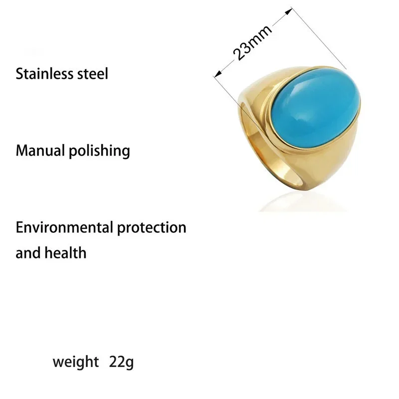 Vintage Jewelry Stainless Steel Artificial Opal Couple Ring Valentine\'s Day Birthday High-end Gift Hand Wholesale