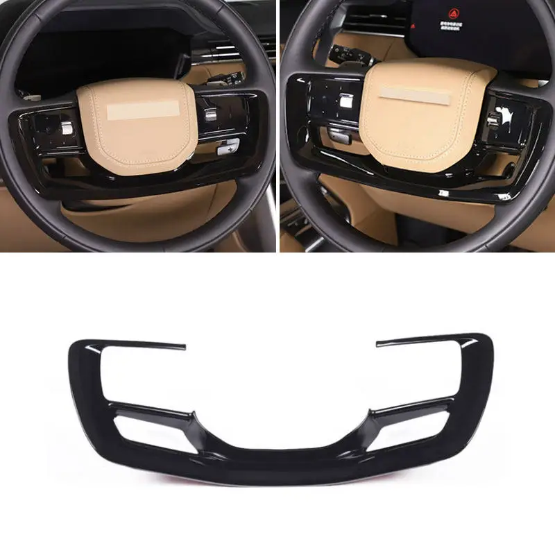 

ABS Carbon Fiber / Glossy Black Accessories For Land Rover Range Rover Vogue L460 2023 Car Inner Steering Wheel Frame Cover Trim