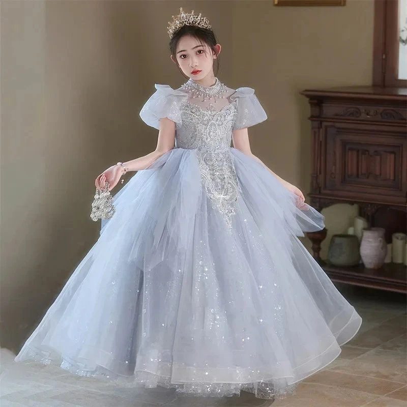 2025, Blumenmädchen-Hochzeit, Kinder, grau, formeller Abend, Prinzessinnenkleid, große Mädchen, Rezital-Partykleid, eleganter Geburtstag, Gastgeber, Klavier