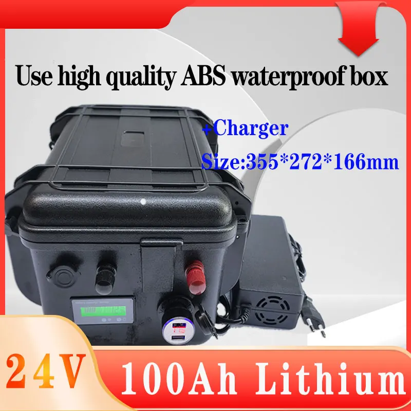 

Lithium Ion Battery 24V 100AH with BMS 7S for 2400w Solar energy storage Golf Cart Inverter Forklift fork +10A Charger RV