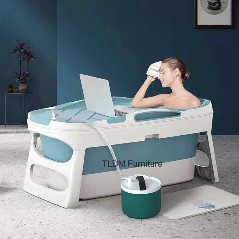 Modern Multifunctional Bathtubs for Adults Portable Plastic Folding Bathtub with Lid Light Luxury Comfortable Design for Toilets