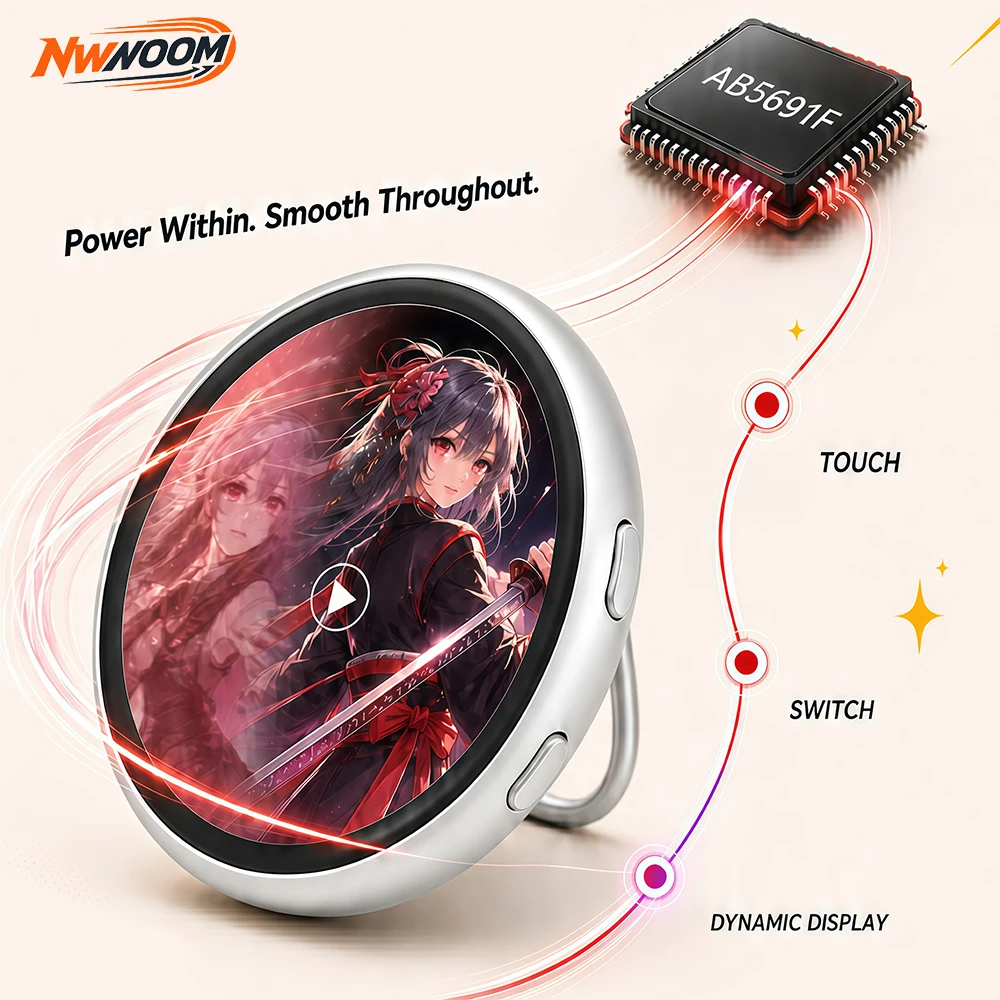 Digital Badge Pin with Touch Screen, Smart E Badge, Wearable GIF & Photo Display Custom Pins, Magnetic Ita Bag for Anime Cosplay