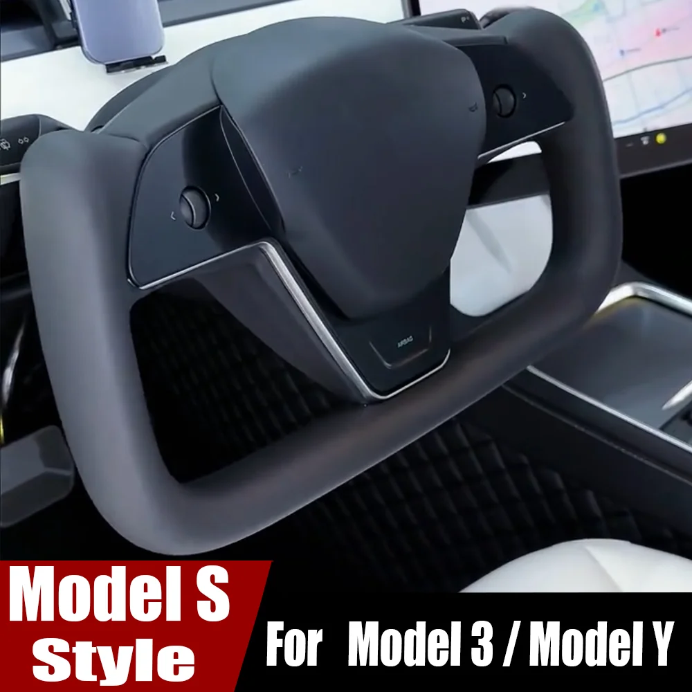 Model S 1:1 Yoke Steering Wheel For Tesla Model 3/Model Y 2023 Handle Steering Wheel With Heating Car Accessories 2017 - 2023