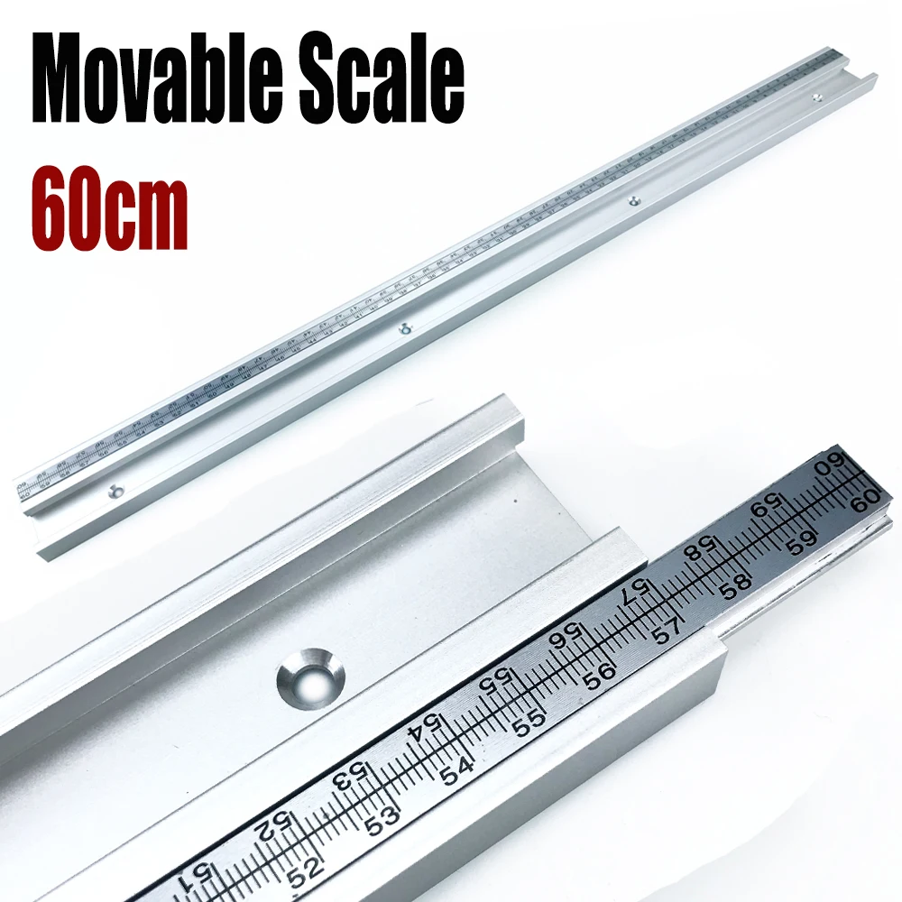 45 #   Chute T Track met Schaal T-tracks Slot Verstek Track 300-600mm 45 Type Chute, houtbewerking Tafelzaag Werkbank DIY Tool